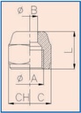 Ecrou flare réduit A=1/2 (racc fileté) B=3/8 (tuyau)