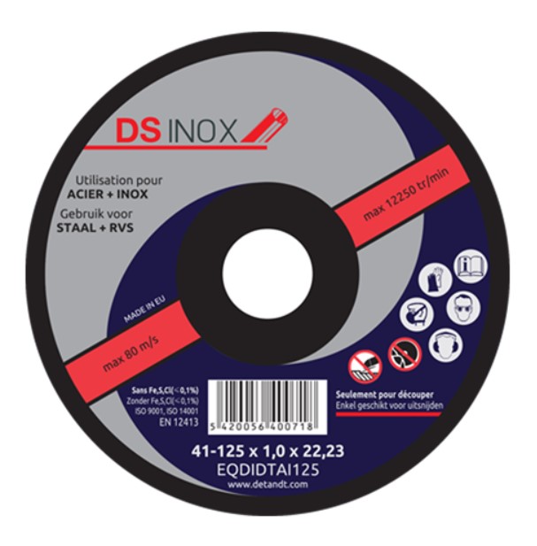 Disque à tronconner 125mm (e= 1.0mm) acier + inox
