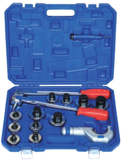 Buisruimer met 3/8 tot 1 5/8 inch koppen + buizensnijder en trimmerpen met koffer