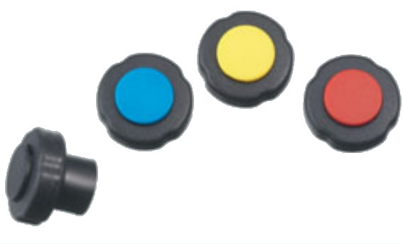Refco M4-7-SET-B+N+R+Y set boutons de manifold (bleu, rouge, jaune, noir)