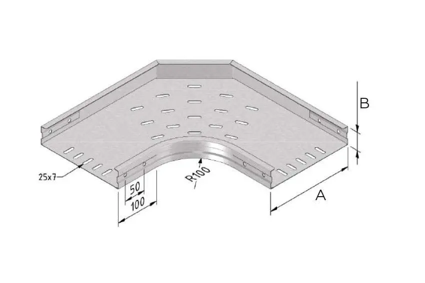 Kabelgoot bocht 60 x 100 mm - 90°