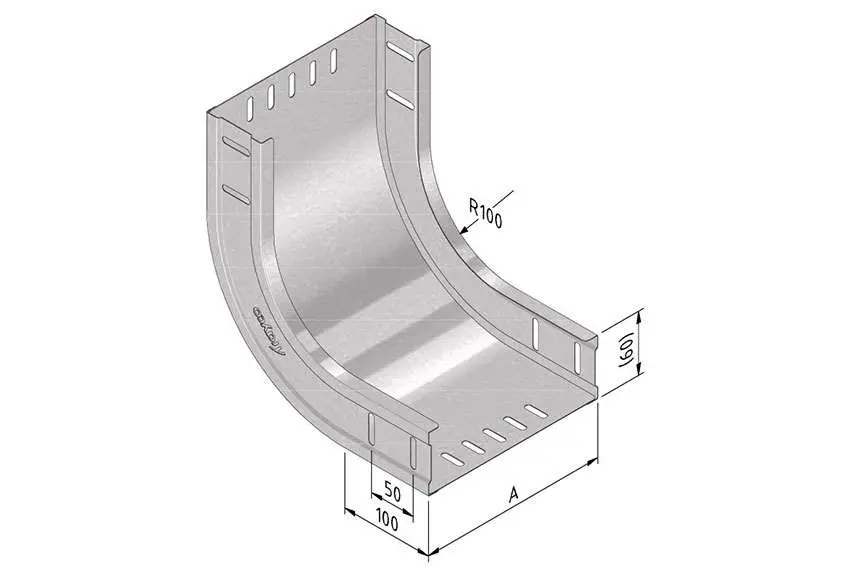 Chemin de câbles coude intérieur 200 mm - 90°