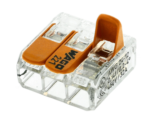 [221-413] Bornes (50) de raccordement COMPACT 0,14 - 4 mm² série 221 pour 3 fils