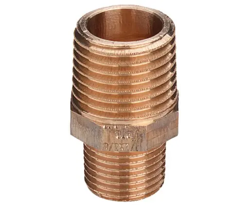 [RAC 5/4M 4/4M] Schroefdraadfitting in rood messing – dubbele reduceernippel type 3245 1 1/4" x 1" WG904"