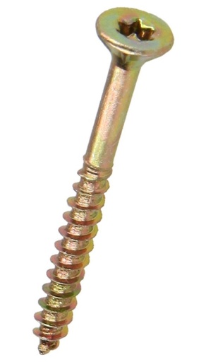 [vistorx325] Vis pour panneaux d'aggloméré Ø3 x 25 mm avec étoile / Torx jaune chromé (100 pcs)